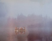 Canoe in mist